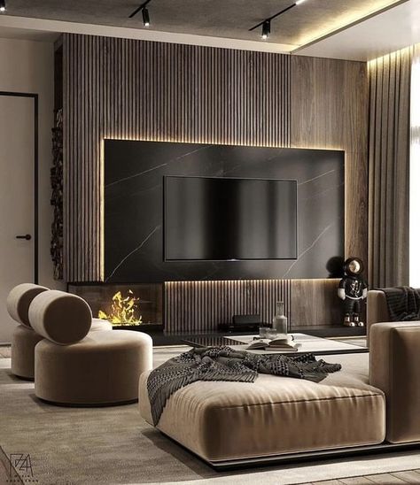 Design Interior Modern, Feature Wall Living Room, Elegant Living Room Design, Tv Wall Design, Design Apartment, Lounge Design, Living Room Design Decor, Living Room Tv Wall, Elegant Living Room