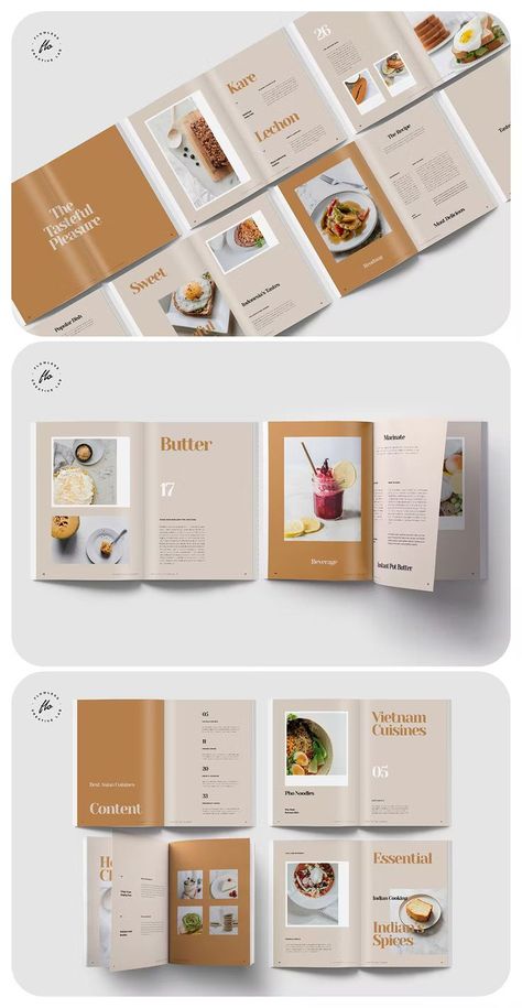 Cookbook Recipe Layout, Baking Book Design, Digital Cookbook Design, Food Brochure Design Creative, Recipe Book Layout, Cookbook Aesthetic, Cookbook Design Template, Cookbook Design Layout, Cookbook Layout