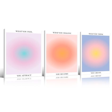 PRICES MAY VARY. 【Aura Framed Poster Size】 3 Panels Angel number poster size is 16 x 24in/24 x 36in , Cutensil aesthetic posters wall art are wrapped and stretched in a wood frame to create an immersive 3D effect that makes the artwork look great. 【Colorful Angel Aura canvas Prints 】 Preppy room decor aesthetic poster artwork use high-quality environmentally friendly ink and high-quality canvas, and use the industry's top printers for layered spraying, the colors are delicate and the transition Affirmation Canvas, Energy Painting, Prints Preppy, Aura Posters, Colorful Aura, Posters For Room Aesthetic, Pastel Wall Decor, Liv Golf, Posters For Room