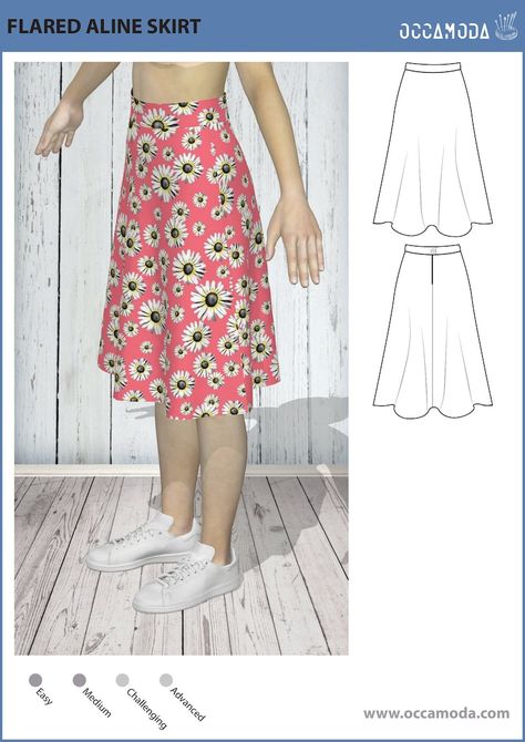 A Line Skirt Pattern, Skirt Pattern Free, Aline Skirt, Skirt Patterns Sewing, Kids Fabric, Sewing Skirts, Skirt Pattern, Pdf Sewing Patterns, Flare Skirt