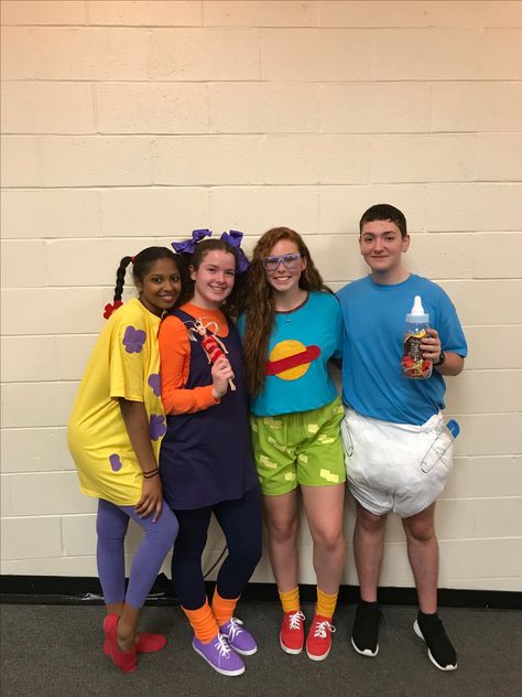 Rugrats group costumes Rugrats Costume Ideas, Donnie Thornberry Costume, Chucky Rugrats Costume, Angelica Rugrats Costume, Rugrats Halloween Costume, 3 Person Costume, Rugrats Costume, 4 Person Halloween Costumes, Tommy Pickles