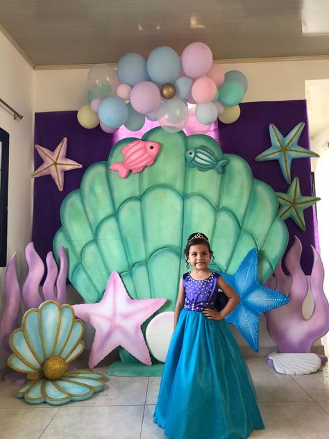 Ariel Under The Sea Birthday Party, Little Mermaid Hallway Decorations, Under The See Decoration, Mermaid Props, Under The Sea Backdrop, Little Mermaid Decorations, Mermaid Decorations, Under The Sea Decorations, Birthday Decorations At Home