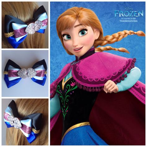 Handmade Hair Bow. Anna from Disney's Frozen. by HairBowObsessions, $7.00 Disney Hair Bows, Frozen Wallpaper, Disney Bows, Disney Hair, Hair Bow Tutorial, Princess Hair, Diy Bows, Frozen Princess, Bow Headband Hairstyles