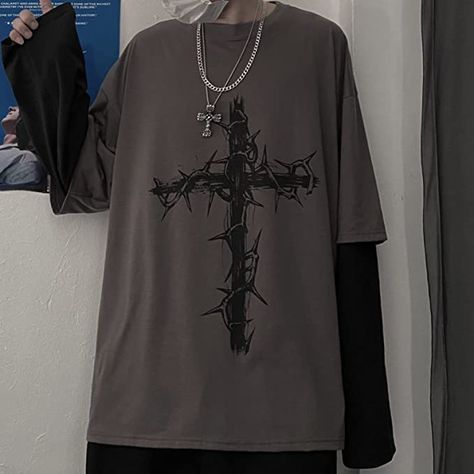 Streetwear Academia, Goth Tops, Harajuku Men, Geometric Sleeve, Autumn T Shirts, Harajuku Streetwear, Next Clothes, Collars For Women, Streetwear Women