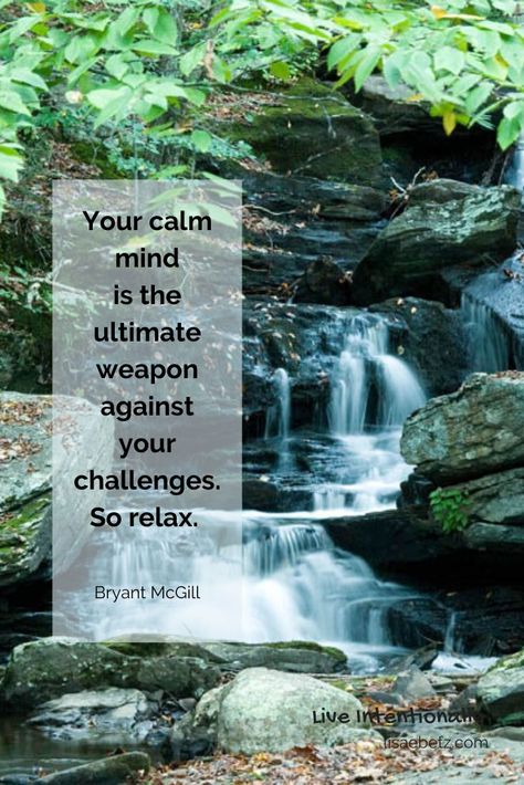 Your calm mind is the ultimate weapon against your challenges. So relax. Bryant McGill quote. Relaxation. Mindfulness. Live intentionally. Calm mind. Peace of mind. Face challenges calmly. Inspiration. Quotes. Slow down. Simplicity. Stress. Mind Peace, Live Intentionally, Bruce Lee Quotes, Time To Rest, Calm Mind, Self Actualization, Cute Good Morning Quotes, Cute Good Morning, Personality Development