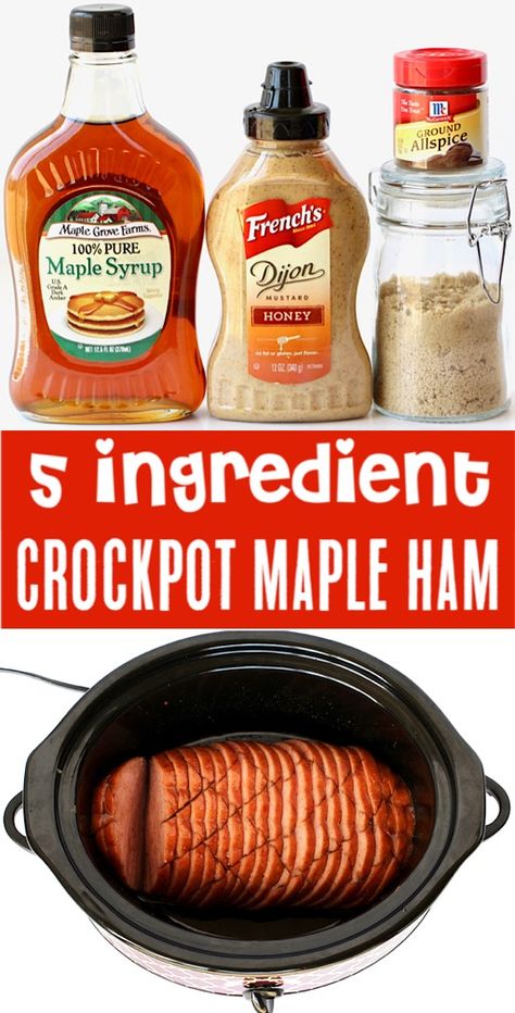 Best Crock Pot Ham Recipe! {5-Ingredient Maple Brown Sugar Ham} Best Crock Pot Ham Recipe, Maple Ham Recipes, Ham Recipes Easy, Crockpot Ham Recipes, Ham Crockpot, Maple Ham, Ham Recipes Crockpot, Sugar Ham, Crockpot Christmas