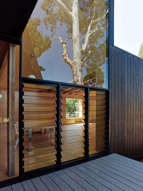 Karri Loop House in Aus | Louvres + large window Jalousie Window, Louvre Windows, Australian Trees, Louver Windows, Plywood Interior, Architectural Photographers, Exterior Cladding, Windows Exterior, Best Places To Live