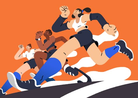 Runners on Behance Running Posters, Adobe Fresco, Wacom Tablet, Sport Illustration, Wacom Intuos, Sport Poster, Flat Illustration, Illustration Character Design, Editorial Illustration