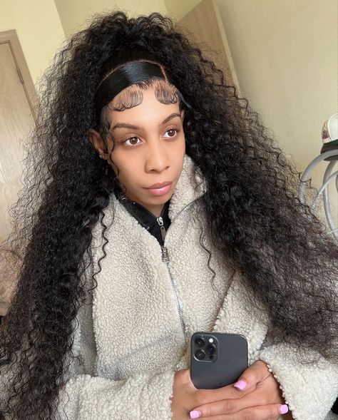 Frontal wig, updo, claw clip Claw Clip Wig, Dramatic Baby Hairs, Half Up Bun, Baby Hairs, Two Braids, Hair Laid, Dope Hairstyles, Front Lace Wigs Human Hair, 20th Birthday