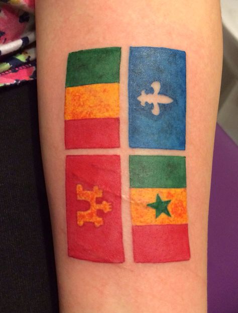 Creole Flag...by Gauge~ Creole Tattoos Ideas, Creole Tattoos, Creole Culture, He Broke My Heart, Louisiana Creole, Flag Tattoo, Southern Comfort, Prom Looks, Mandala Tattoo