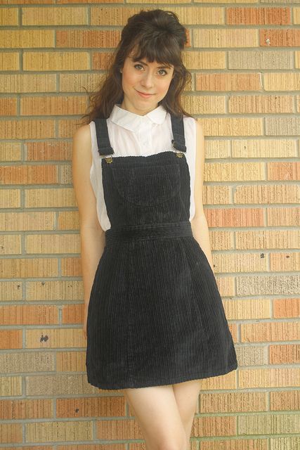 1990s corduroy dungaree dress | Flickr - Photo Sharing! Skirt Dungarees Outfit, Corduroy Dungarees Dress, Dress Like A Parisian, Corduroy Pinafore Dress, Corduroy Dungarees, 90s Preppy, Dungaree Skirt, Dungaree Dress, 1990s Fashion