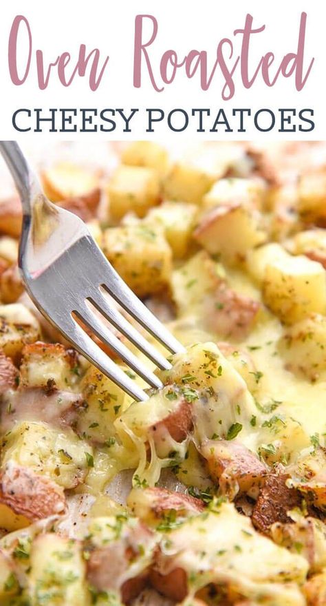 Easy Red Potato Recipes, Oven Cheesy Potatoes, Baked Cheesy Potatoes, Roasted Cheesy Potatoes, Cheesy Red Potatoes, Potatoes Oven, Red Potato Recipes, Baby Red Potatoes, Easy Potato Recipes