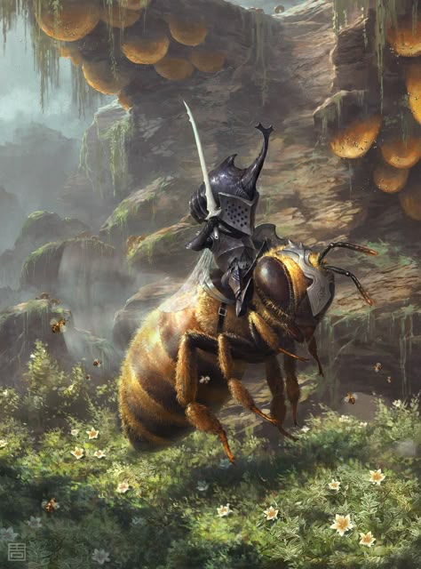 Bee Warrior Art, Fantasy Beasts, 다크 판타지, Art Fantasy, Wow Art, Arte Fantasy, Fantasy Rpg, 판타지 아트, Creature Concept