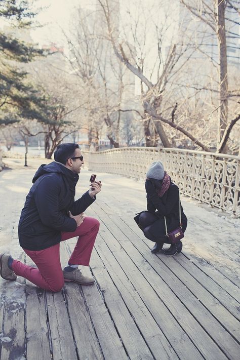 Proposal Reactions, Central Park Proposal, Park Proposal, Winter Proposal, Reaction Photos, Best Wedding Proposals, Best Proposals, Proposal Photos, Romantic Proposal