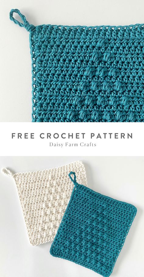 Crochet Seasonal, Crochet Towels, Crochet Pot Holders Free Pattern, Daisy Farm, Crochet Potholder Patterns, Crochet Christmas Tree, Baby Gloves, Crochet Hot Pads, Crochet Christmas Gifts