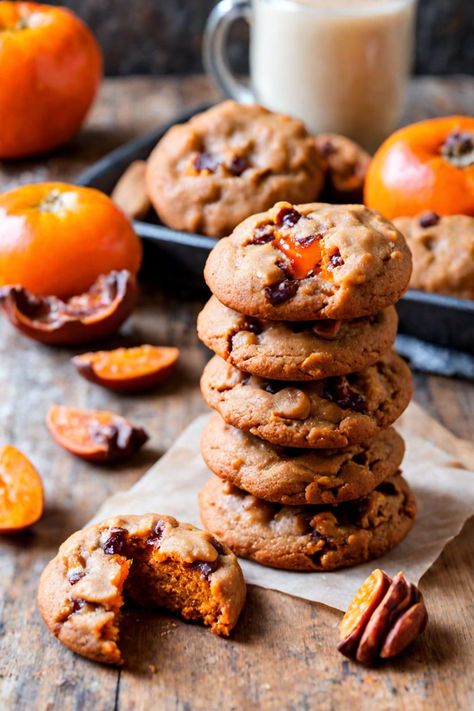 Easy Tasty Classic Persimmon Cookies Recipe 2024 - Recipes Moms Vegan Persimmon Cookies, Persimmon Cookies Best, Persimmon Chocolate Chip Cookies, Best Persimmon Cookies Recipe, Recipes Using Persimmons, Persimmon Cookies Easy, Persimmon Recipes Cookie, Canning Persimmons, Persimmon Recipes Healthy