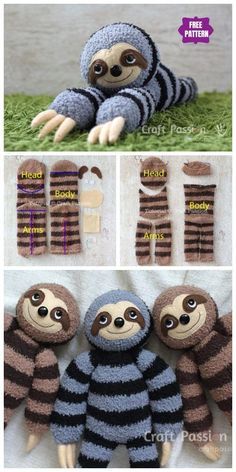 Sock Elephant Pattern, Sock Sloth, Denim Wallet, Diy Denim, Diy Bebe, Diy Socks, Sock Crafts, Beginner Sewing Projects Easy, Sock Animals