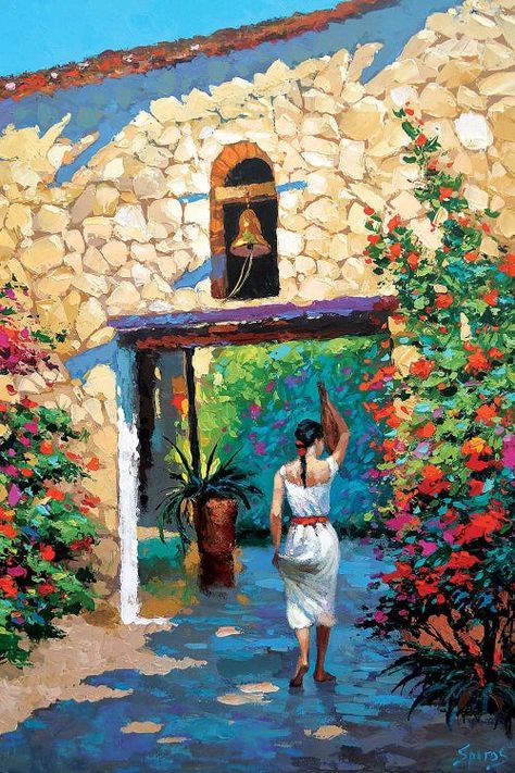 Mexican Girl With Jug Canvas Print by Dmitry Spiros | iCanvas Mexican Art Painting, Mexican Aesthetic, Latin Art, Mixed Media Painting On Canvas, Mexican Artwork, Latin Culture, Mexican Paintings, Mexican Culture Art, Contemporary Oil Paintings