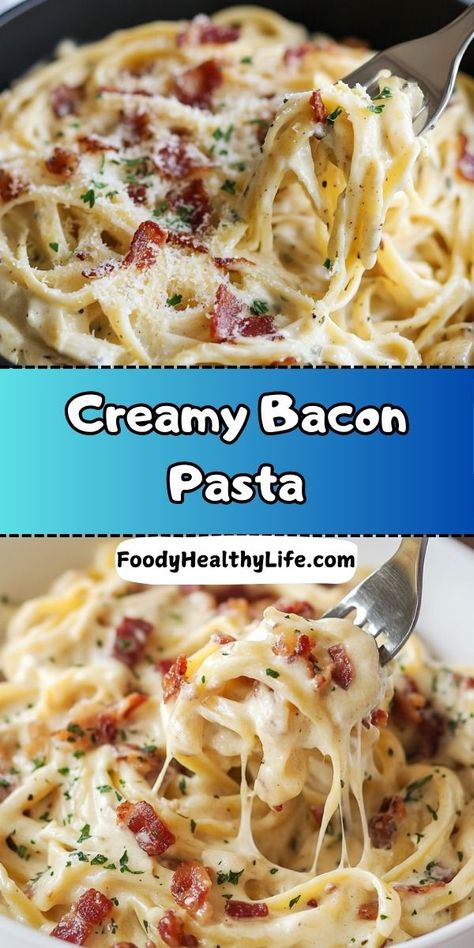 **Creamy Bacon Pasta: A Comfort Food Classic**

Indulge in the rich, cheesy goodness of this creamy bacon pasta. It's the perfect comfort food, perfect for a cozy night in. 

#pasta #bacon #creamypasta #comfortfood #dinner #recipe #cooking #food #foodie #homecooking Creamy Bacon Pasta, Creamy Cheesy Pasta, Bacon Pasta Recipes, Pasta Bacon, Chicken Bacon Pasta, Cream Pasta, Bacon Pasta, Cheesy Pasta, Cheesy Bacon