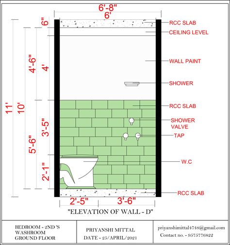 Small Washroom, Wall Elevation, 30x40 House Plans, Bedroom Drawing, Interior Design Drawings, 3d Printing Art, Furniture Dimensions, Washroom Design, Interior Design Sketches