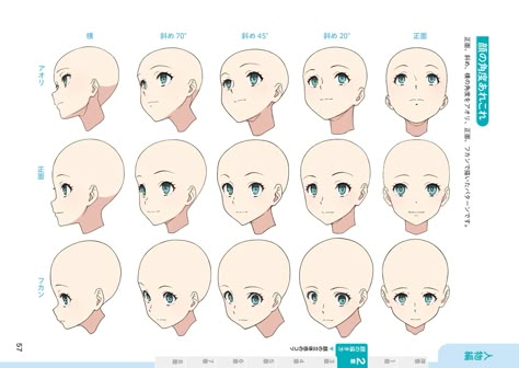 Anime Head Rotation Reference, Anime Head Rotation, Head Rotation Drawing, Face Rotation Reference, Head Rotation Reference, Anime Head Shapes, Face Expressions Drawing, Anime Face Shapes, Anime Face Expressions