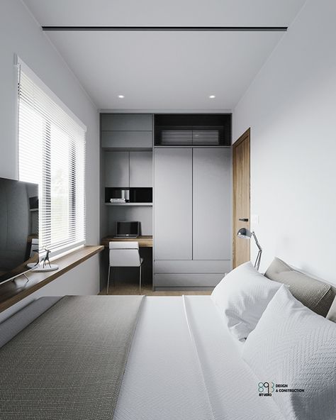 Modern Minim Bedroom, Small Bedroom Minimalist Modern, Small Plain Bedroom, 4m X 4m Bedroom Ideas, Narrow Master Bedrooms Decor, 2x4 Bedroom Design, 2.5 X 3 Bedroom Ideas, 2x3 Meters Bedroom Ideas, 2m X 3m Bedroom Layout