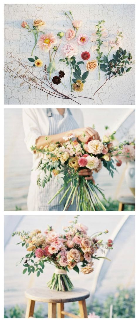 Erin Benzakein from Floret demonstrates how to create a DIY hand-tied bouquet utilizing garden favorites including dahlias, zinnias, heuchera, lisianthus, garden roses and foxglove. Images by Heather Payne Photography. Zinnia Wedding Bouquet, Bridal Bouquet Rustic, Centerpiece Inspiration, Diy Bridal Bouquet, Hand Tied Bouquet, Diy Bridal, Coral Flowers, Wedding Bridal Bouquets, Garden Roses