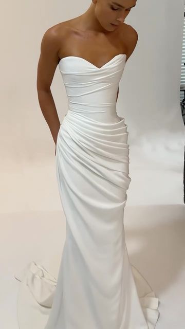 Sweetheart Neckline Wedding Gown, Adorn Bridal Nashville, Evening Wedding Dress Brides, Strapless Draped Wedding Dress, Ruched Wedding Dress A Line, Timeless Beach Wedding Dress, Wedding Dress With Draping, Wedding Dress Strapless Simple, Draped Neckline Wedding Dress