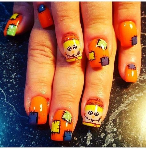 Nail Designs Fall Autumn, Scarecrow Nails Designs, Thanksgiving Nail Designs Fall, Fall Nails November, November Nails Fall, Thanksgiving Nails Design Fall, Nail Designs Fall, Scarecrows Nails, November Nail