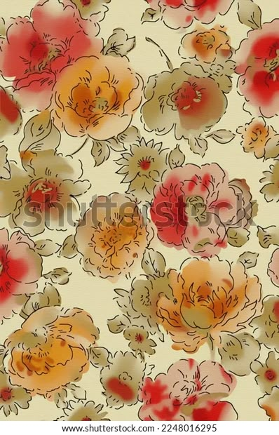 Floral Allover Latest Running Digital Print Stock Illustration 2248016295 | Shutterstock Print Textiles, Flower Allover, Jay Kay, Shutter Stock, Floral Wreath Watercolor, Flowers Photography Wallpaper, Textile Prints Design, Motif Pattern, Print Design Pattern