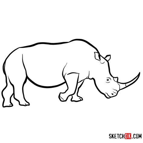 Wild Animals - Step by step drawing tutorials Endangered Animals Drawing, Rhinoceros Drawing, Rhino Drawing, Joker Stencil, Wild Animals Drawing, Easy Drawing Guides, Wild Animals Painting, Baby Rhino, Kid Goku