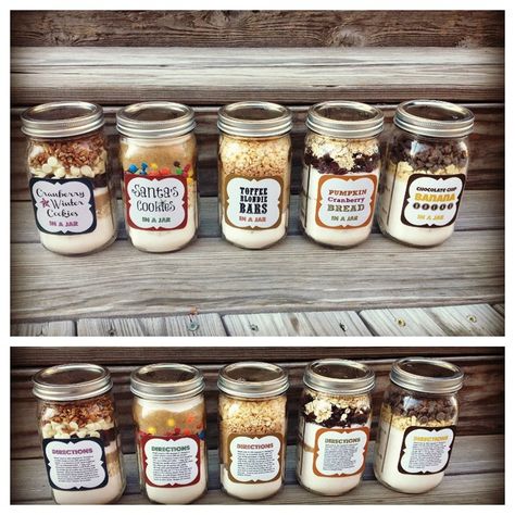 Dessert In A Jar, Mason Jar Meals, Mason Jar Gifts, Baking Gifts, Edible Gifts, Meals In A Jar, Jar Gifts, In A Jar, Food Printables