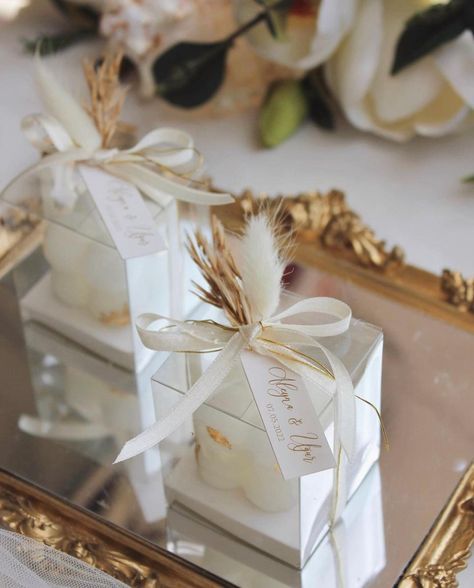 N&H on Instagram: “Introducing our favors as candles. A beautiful bubble candle (color of your choice) with a hint of gold leaf wrapped in a beautiful pvc…” Bubble Mum, Candle Gift Ideas, Gift Candles, Gift For Guests, Bubble Candle, Mini Candle, Wedding Arch Flowers, Candle Wrap, Arch Flowers