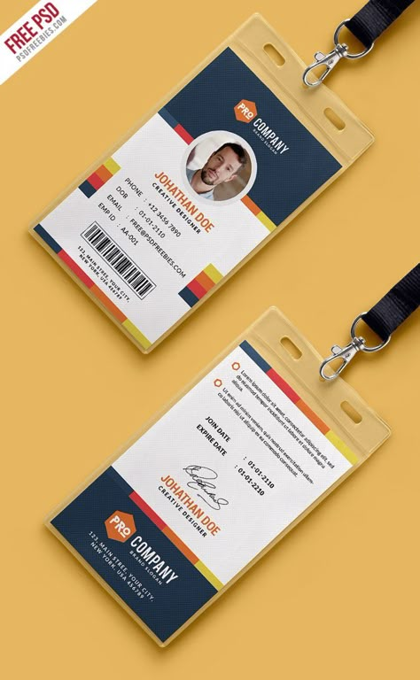 Creative Office Identity Card Template PSD | PSDFreebies.com Identity Card Template, Id Card Design Template, Id Card Design, Identity Card Design, Employee Id Card, Business Card Template Psd, Badge Template, Name Card Design, Id Card Template