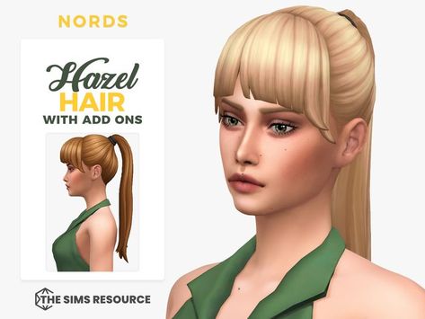 Sims 4 Ponytail, Barbie Pony, Aurora Hair, Barbie Ponytail, Cute Bangs, Bangs Ponytail, Ponytail Hairstyle, Hair Blond, Sims 4 Cc Makeup