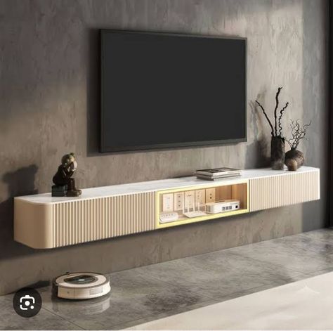 Wall Mounted Tv Unit Floating Shelves, Tv Cabinet Ideas Wall Mounted, Wall Mounted Wardrobe, Media Wall Ideas, Tv Wall Decoration, Hanging Tv Cabinet, Small Tv Cabinet, Wall Mounted Tv Unit, Floating Tv Cabinet