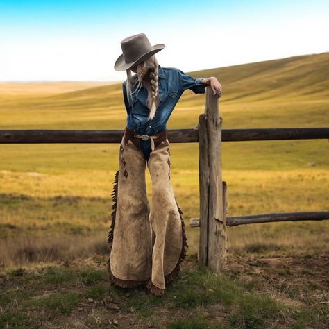 Step into Our rugged spirit of the West with these authentic Native American leather buckskin Chaps. Crafted with meticulous attention to detail, these original trousers exude timeless style and cultural significance. Embrace the allure of the frontier with a touch of history. Perfect for reenactments, unique fashion statements, or collectors of artisan heritage pieces. All Colors are available on demand * Size Type: Regular * Handmade Yes * Outer Shell Material: Buckskin * Style: Western Style * Closure: Zipper * Theme: Western * Fit: Regular * Type: Cowboy Pant * Department: Unisex * Lining Material: Polyester * Season: All * Occasion: Casual * Country/Region of Manufacture: Pakistan * Material: Buckskin * Accents: Fringe [Appearance and Wear Occasion] The cascading fringe dances playful Cowgirl Chaps Outfit, High End Western Fashion, Western Chaps For Women, Female Cowboy Outfits, Futuristic Cowgirl, Chaps Cowgirl, Diy Chaps, Western Pants, Old Western Outfits