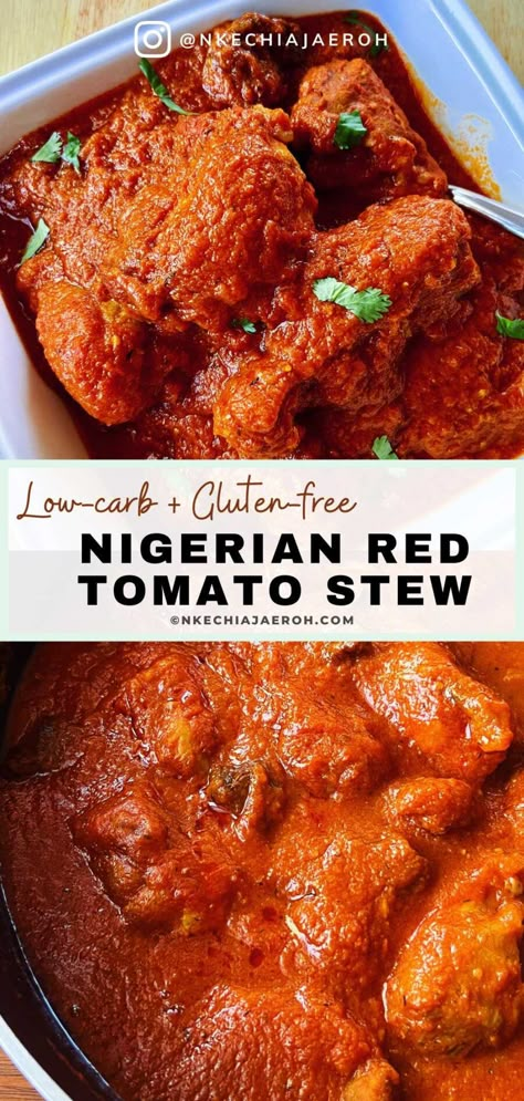 Nigerian Stew: A Classic Red Tomato Stew - Nkechi Ajaeroh Tomato Based Beef Stew, Guyana Recipes, Red Stew, Nigerian Stew, African Stew, Tomato Stew, Nigerian Recipes, African Cooking, African Recipes