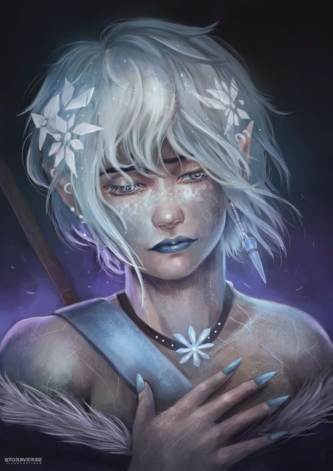 COMMISSION-CANNARA (WINTER VERSION), Gabrielle Angelica Soerjanto on ArtStation at https://www.artstation.com/artwork/WKlZDv Winter Eladrin Dnd, Winter Eladrin, Eladrin Elf, Snow Elf, Moon Elf, Elf Characters, Character Portrait, Elf Art, Character Design Girl