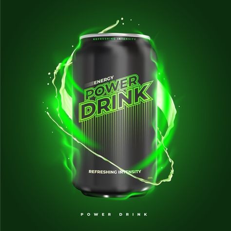 Power and refreshing energy drink produc... | Free Vector #Freepik #freevector #business #template #shopping #drink Drink Poster Design Ideas, Energy Drink Poster, Drink Poster Design, Energy Drinks Packaging, Fitness Bottle, Supplement Bottles, Natural Food Supplements, Poster Design Ideas, Heart Rhythm