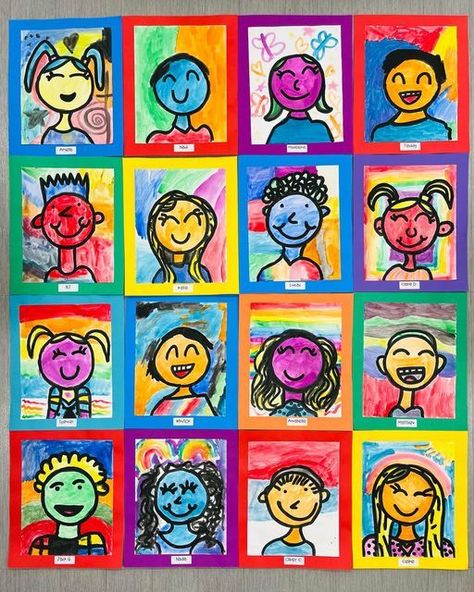 Self Portrait 2nd Grade, Self Portrait Art Lesson Elementary, Grade 2 Self Portrait Art, September Art Projects For 2nd Grade, Grade 3 Self Portrait Art, Self Portrait 1st Grade, Self Portrait Grade 1, Todd Parr Self Portraits, First Grade Painting Projects