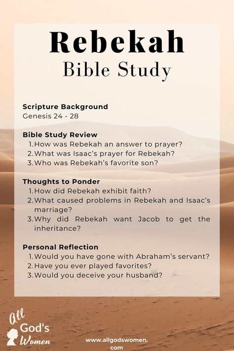 Rebekah Bible Study questions Bible Topics For Women, Bible Study For Mothers, Books Of The Bible To Read For Women, Women Of Bible, Women's Bible Study Lessons, Women’s Bible Study Lessons, Character Bible Study, She Reads Truth Bible Study, Bible Study Topics For Women