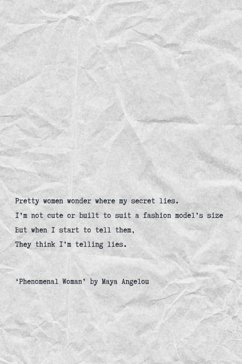 'Phenomenal Woman' by Maya Angelou is a celebration of confidence, self-assurance, and inner strength. In the poem, the speaker expresses her belief in her own worth and beauty, regardless of societal standards or expectations. She exudes confidence in her physical appearance and her presence, commanding attention and admiration wherever she goes.

Excited to learn more poems from Maya Angelou? Follow us and visit our website.

#author #MayaAngelou #poems #analysis #poemanalysis #poetry #poetic Poems About Beauty, Poems About Strength, Maya Angelou Poems, African American Writers, Poem Analysis, Poetry Analysis, Poet Quotes, Physical Appearance, Strength Of A Woman