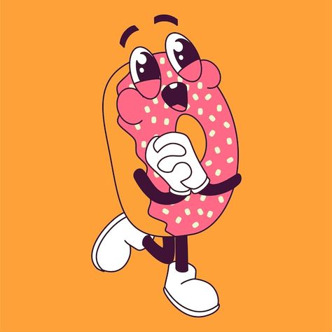 Vector donut retro cartoon vector illust... | Premium Vector #Freepik #vector #funny-food #food-character #funny-character #vintage-character Donut Character Design, Donuts Illustration, Donut Character, Food Character, Brand Character, Retro Cartoon, Funny Food, Funny Character, Retro Cartoons