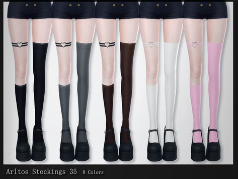 Sims 4 Cc Knee High Socks, Sims 4 Stockings Maxis Match, The Sims 4 Stockings Cc, Ts4 Stocking Cc, Sims 4 Stockings Cc, Stacked Socks, Cc Shopping, Cc Clothes, Open Toe Boots