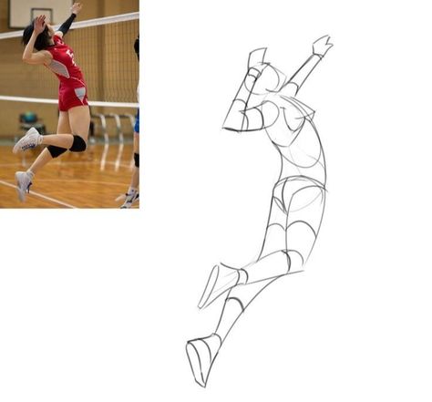 Volleyball Sketch, Volleyball Drawing, Pose Study, Figure Drawing Tutorial, Human Body Drawing, Human Figure Sketches, Fashion Figure Drawing, Art Photography Portrait, Action Pose