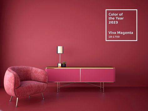 🐙 Introducing Pantone's 2023 Color of the Year, Viva Magenta! Bold, vibrant, and full of passion, we know the new year will be just the same. Add a Viva Magenta piece to spice up your space at HomeByGeneva.com! #Home #Decor #Pantone #VivaMagenta #ColorOfTheYear #2023 Monochromatic Color Palette, Pantone Colour Palettes, Color Catalog, Interior Wall Paint, Viva Magenta, Good Color Combinations, Color Lab, Brown Furniture, Design Del Prodotto