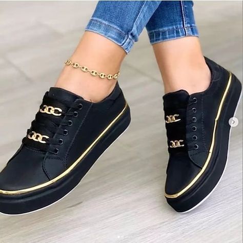 Orthopedic Shoes Stylish, Metallic Flats, Orthopedic Shoes, Casual Flat Shoes, Lacing Sneakers, Casual Flats, Stylish Sneakers, Platform Sneakers, Outfit Casual