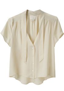 Neck Tie Blouse Silk Blouse Outfit, Neck Tie Blouse, Blouse Ideas, Christophe Lemaire, Band Of Outsiders, Brown Blouse, T Shirts Women, It Goes On, Tie Blouse