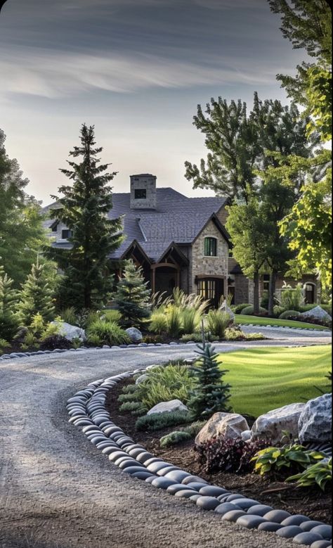 Driveway Entry Landscaping, Entry Landscaping, Acreage Landscaping, Driveway Entrance Landscaping, Business Decoration, Front Garden Landscape, Driveway Landscaping, Front Landscaping, Home Landscaping